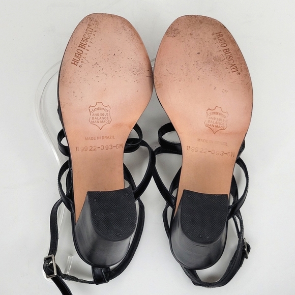 Black Leather High Heel Sandals Ankle Strap Made in Brazil 6 - Picture 12 of 16